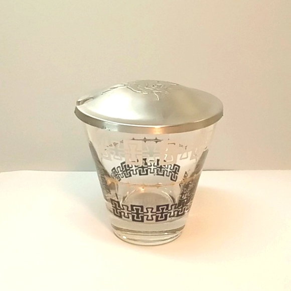 Vintage Libbey Mid-Century Modern black, white and gold condiment jar. - Picture 1 of 8